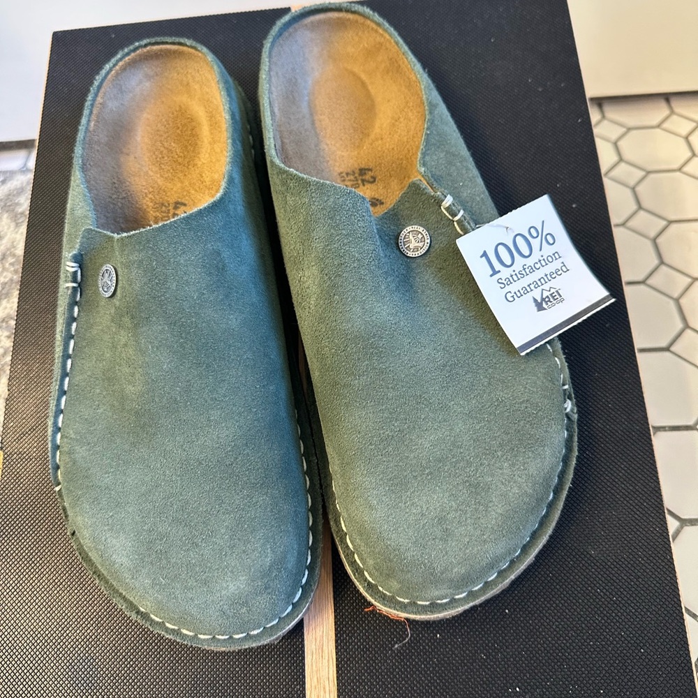 Birkenstock Green Suede Slip-On Shoes